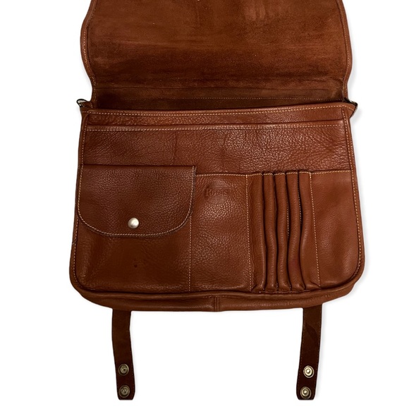 unisex brown genuine leather computer bag ROOTS - Picture 3 of 8